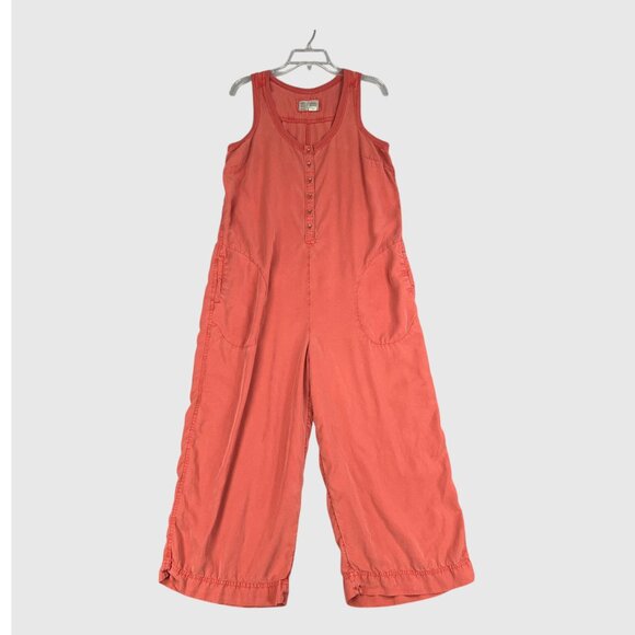 Anthropologie Saturday Sunday Ilene Jumpsuit Womens Medium Coral Wide Boho - Picture 2 of 16